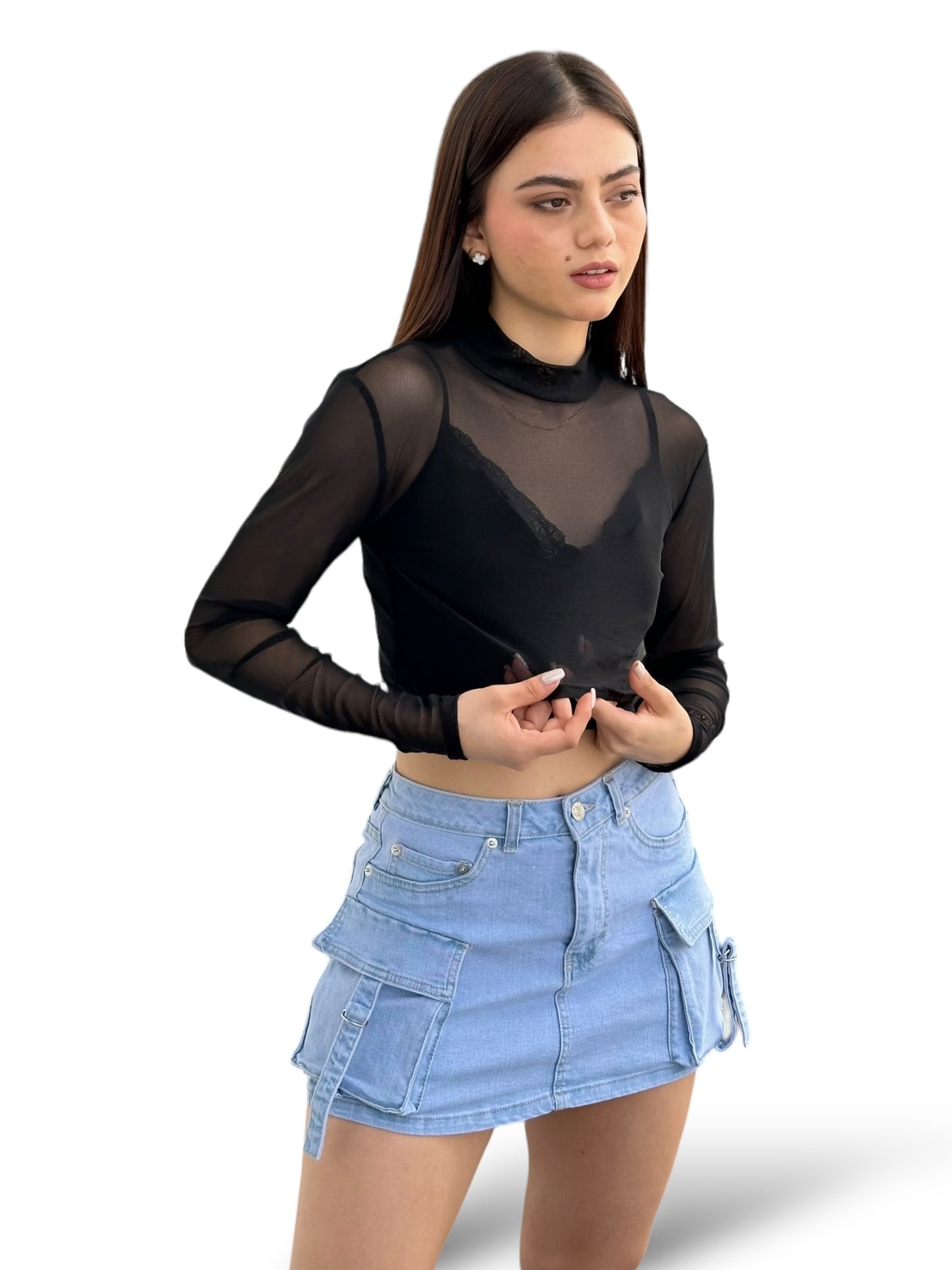 BLUSA MESH MANGA LARGA