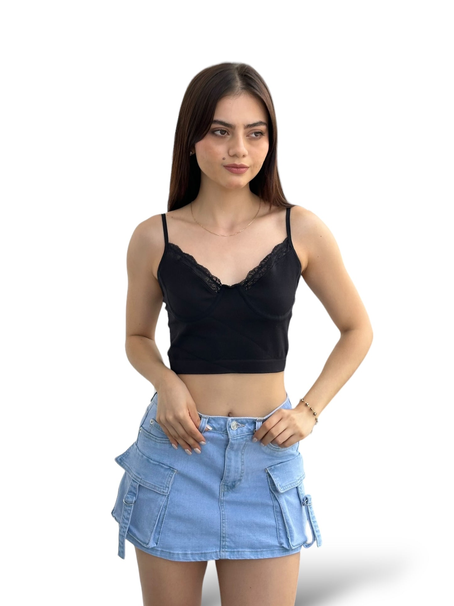 FALDA CARGO DENIM CON STRECH