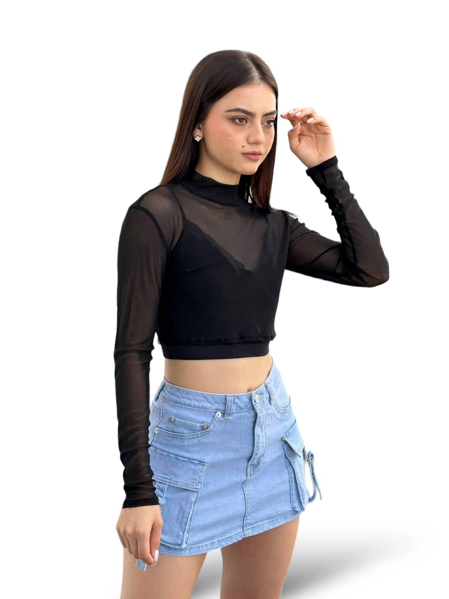 BLUSA MESH MANGA LARGA