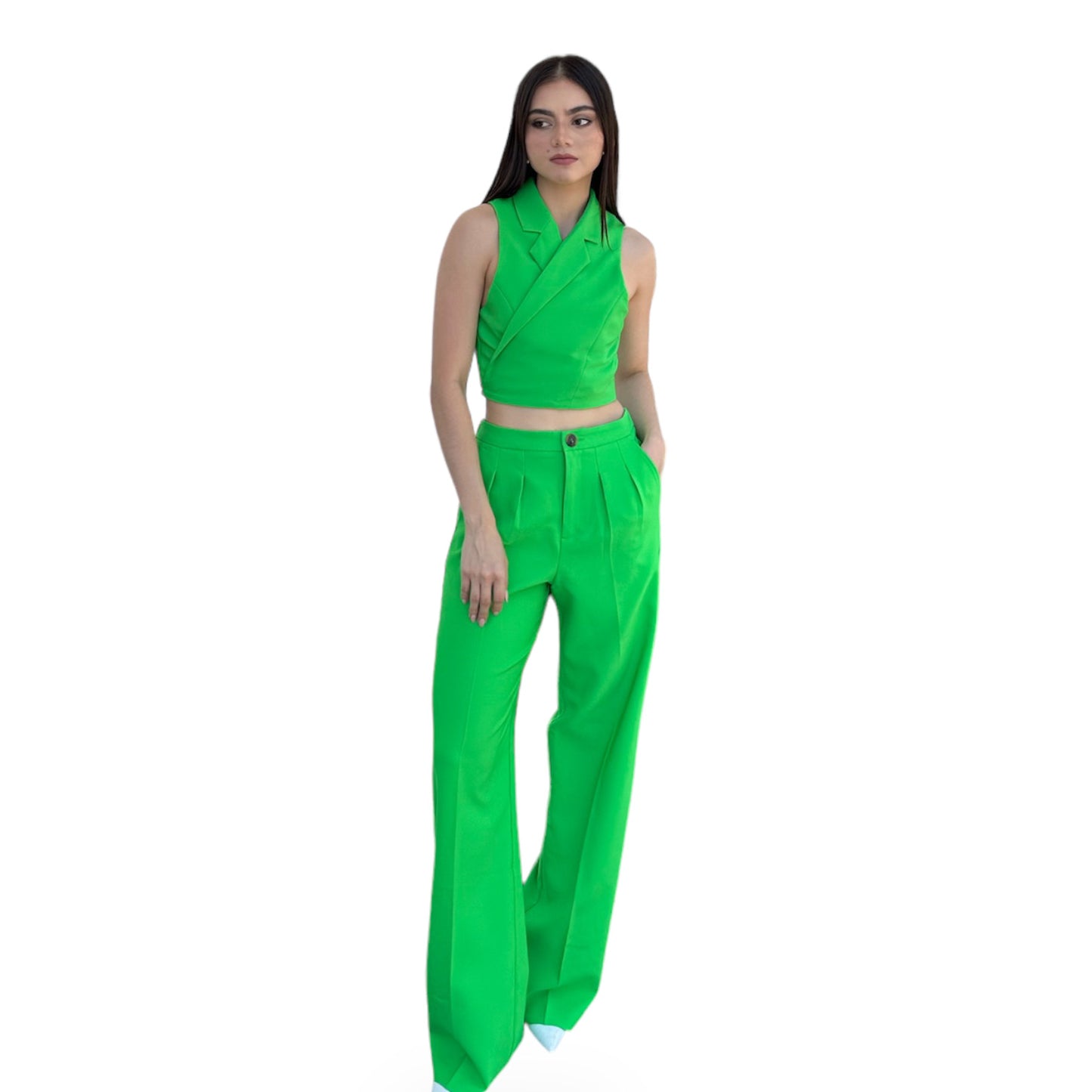 PANTALON VESTIR RESORTE ATRÁS VERDE