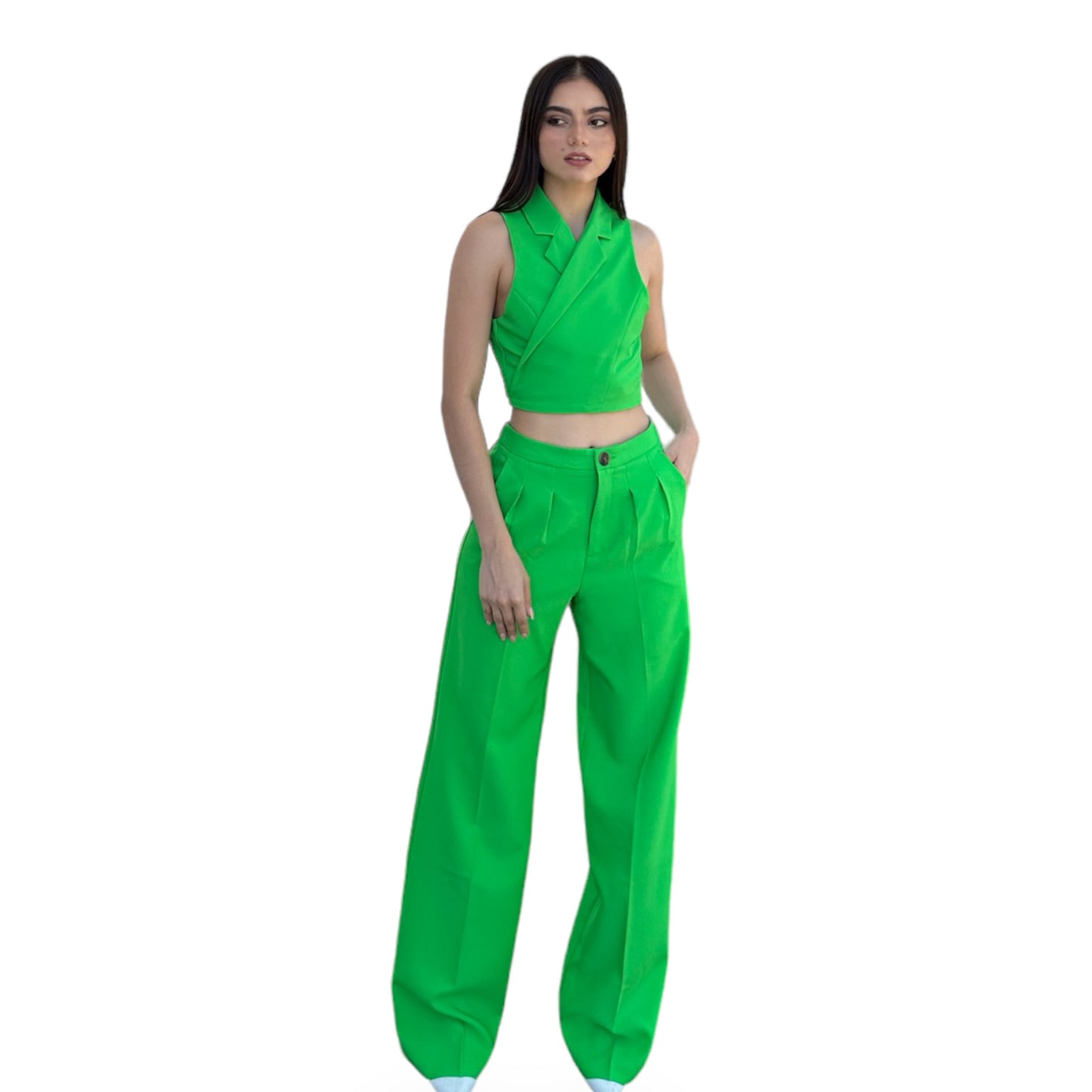 PANTALON VESTIR RESORTE ATRÁS VERDE