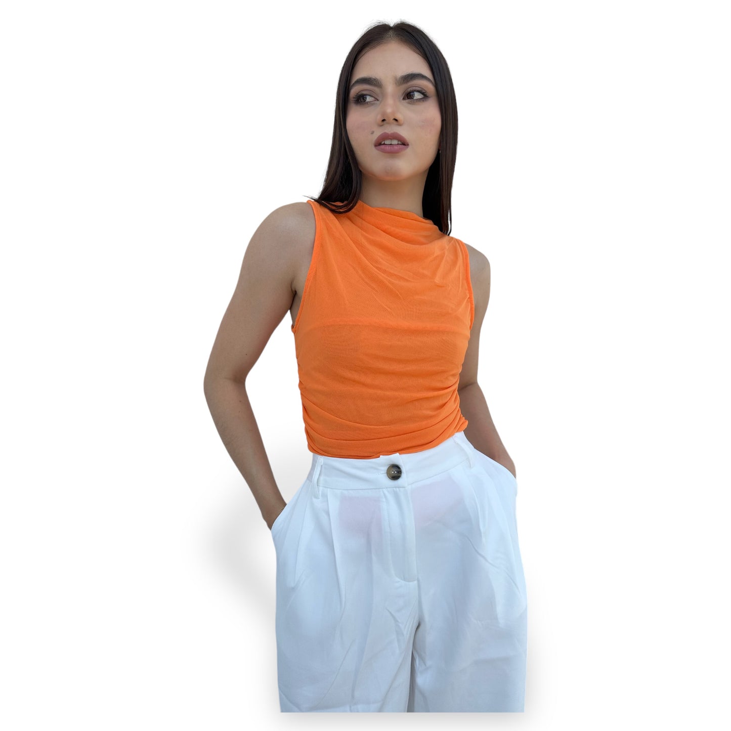 BLUSA MESH NARANJA