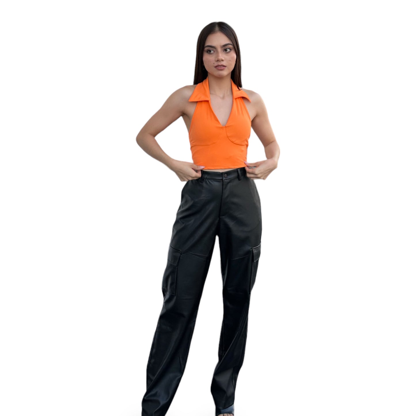 CROP HALTER NARANJA