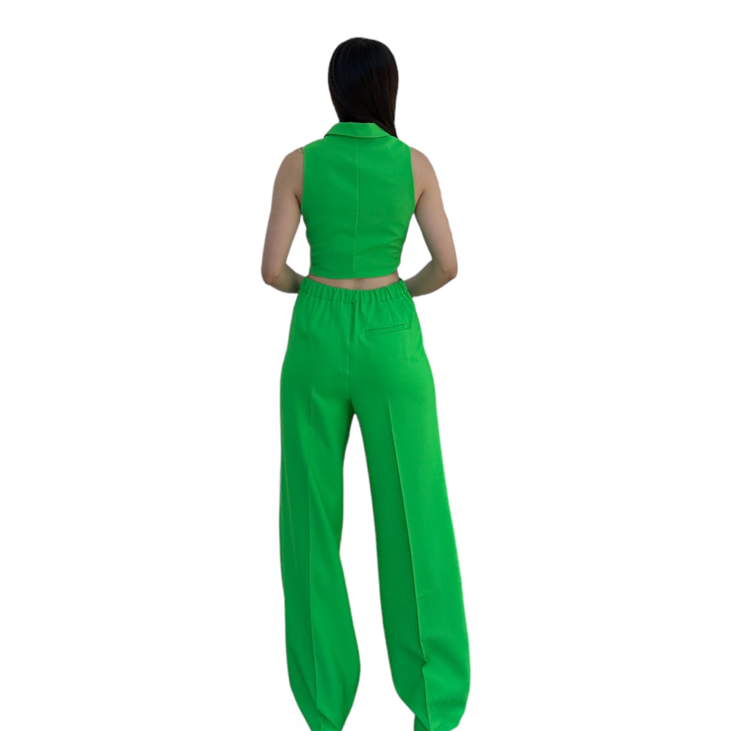 PANTALON VESTIR RESORTE ATRÁS VERDE