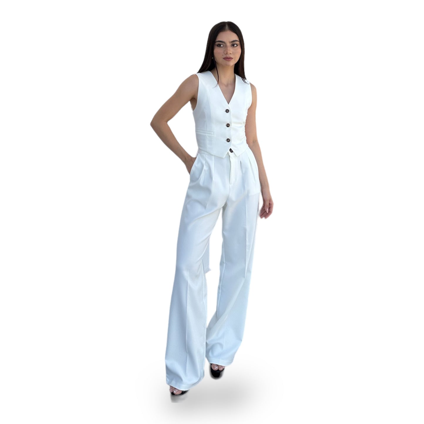 SET CHALECO PANTALON BLANCO