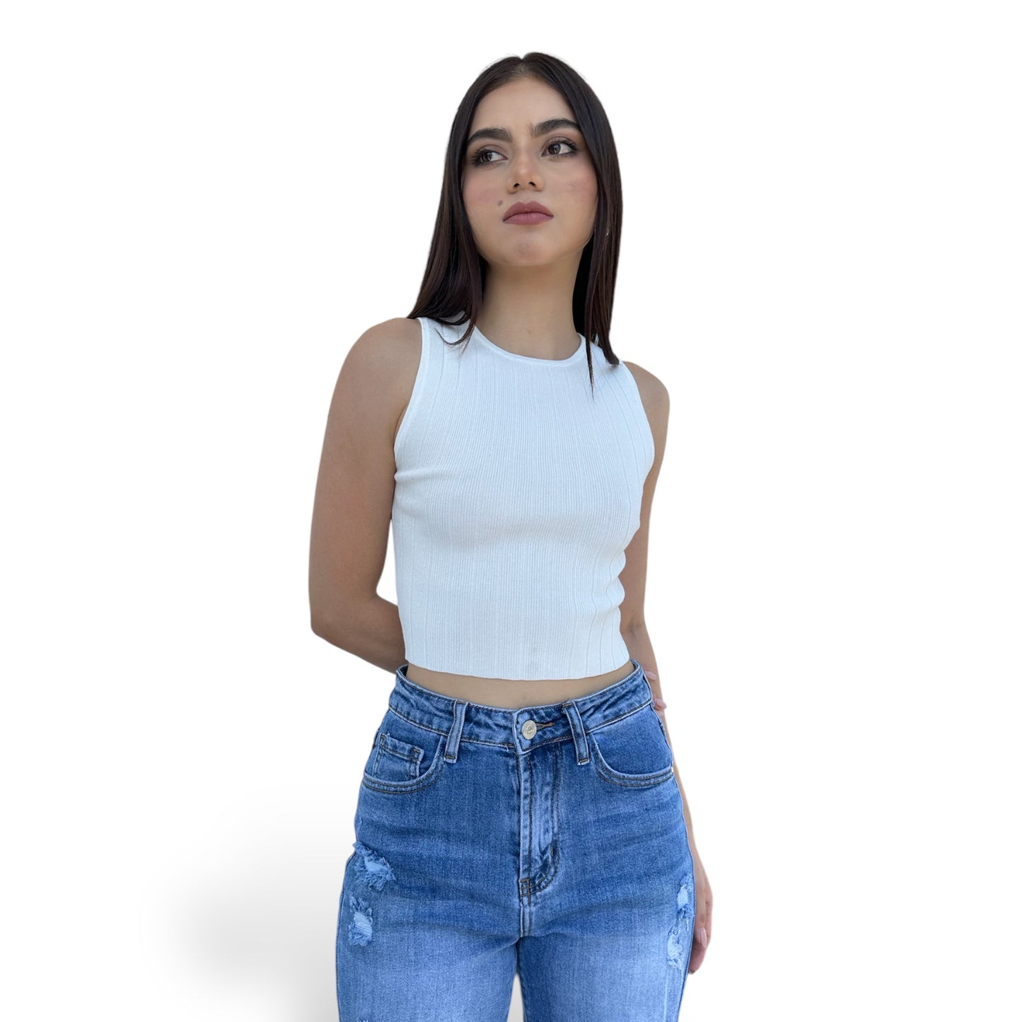 CROP ACANALADO BLANCO