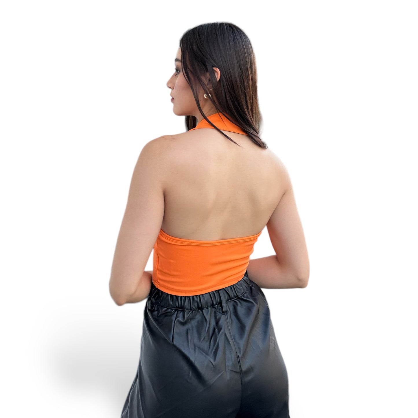 CROP HALTER NARANJA