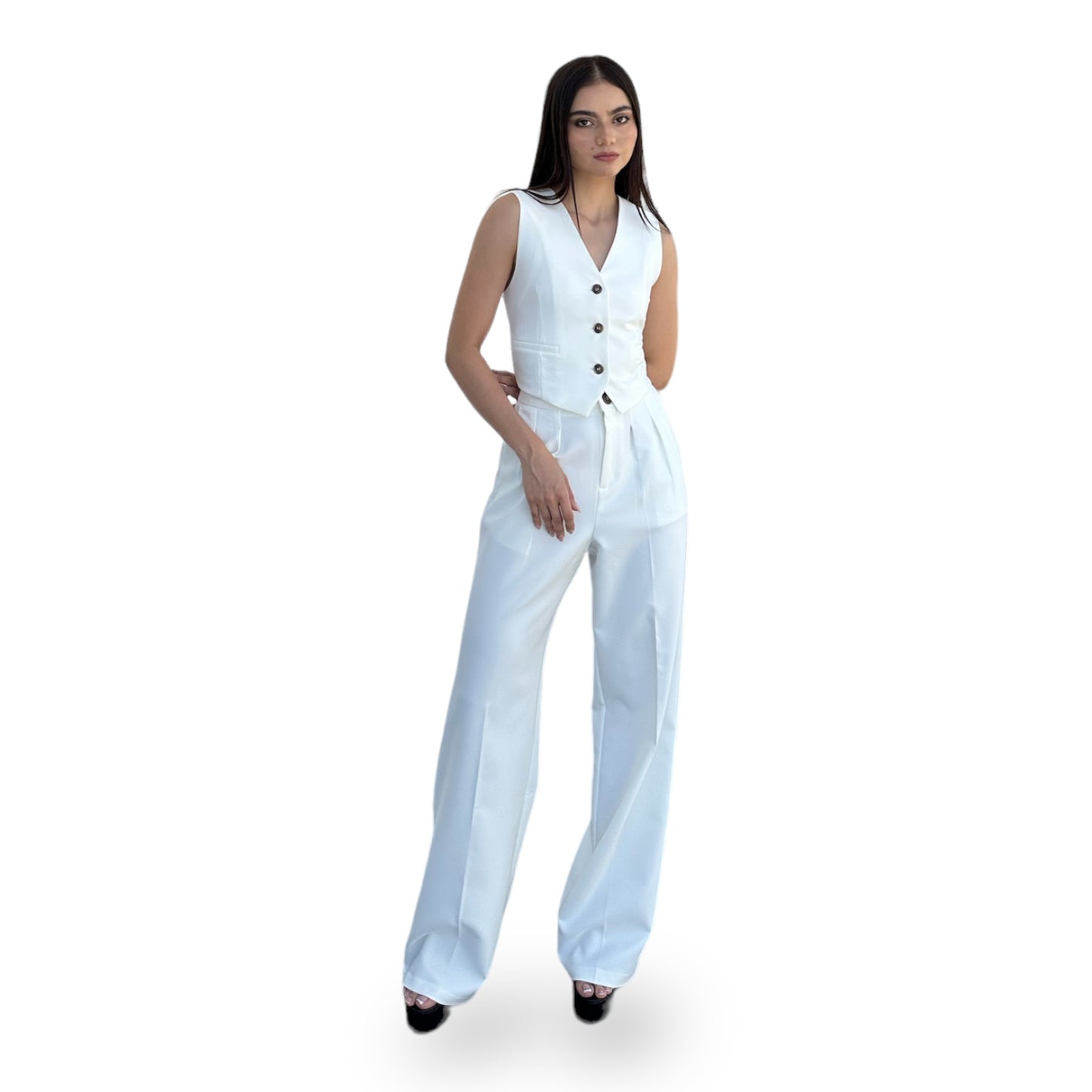 SET CHALECO PANTALON BLANCO