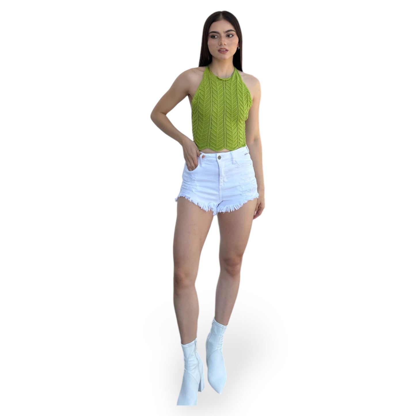 TOP HALTER TEJIDO VERDE