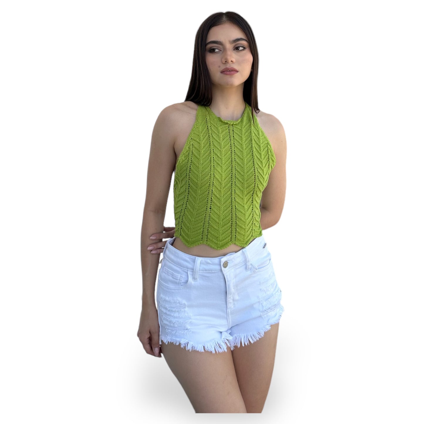 TOP HALTER TEJIDO VERDE