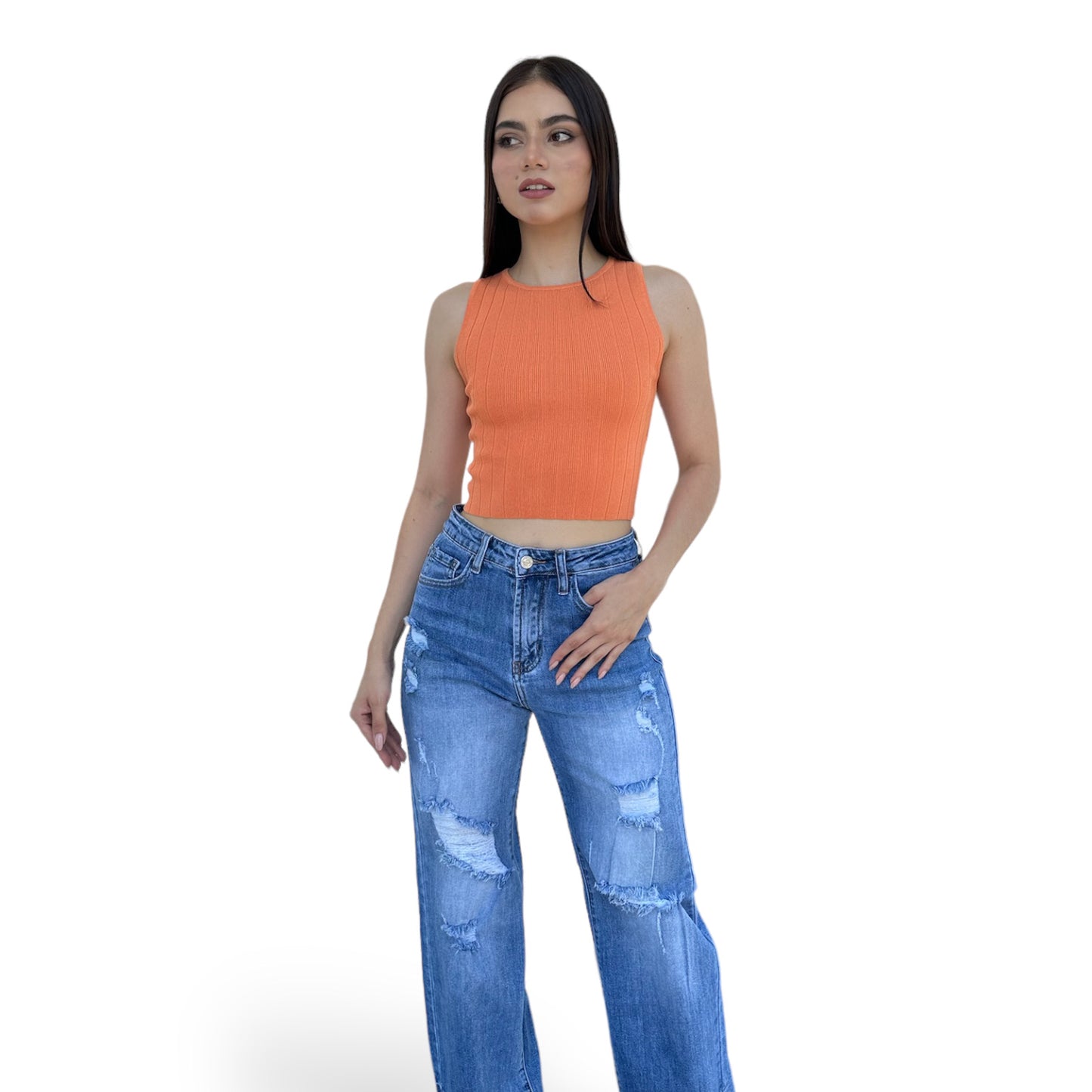 CROP ACANALADO NARANJA