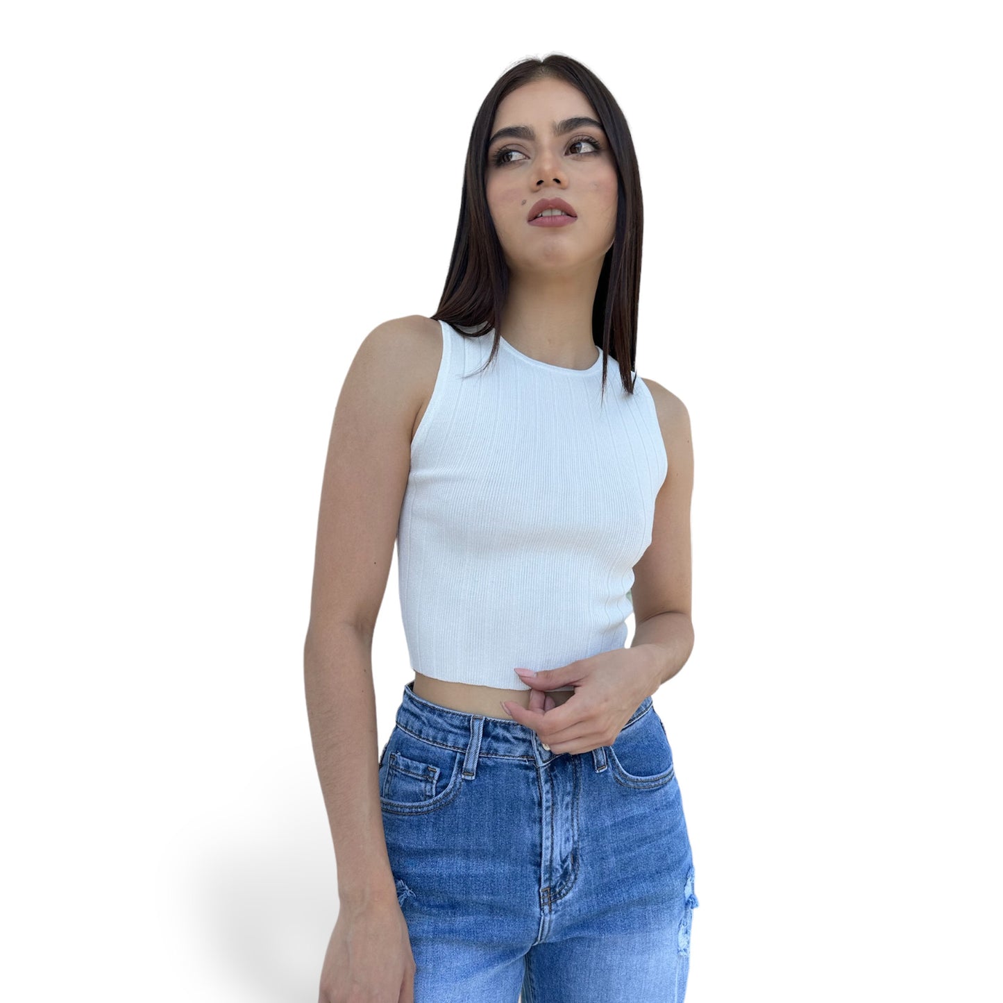 CROP ACANALADO BLANCO