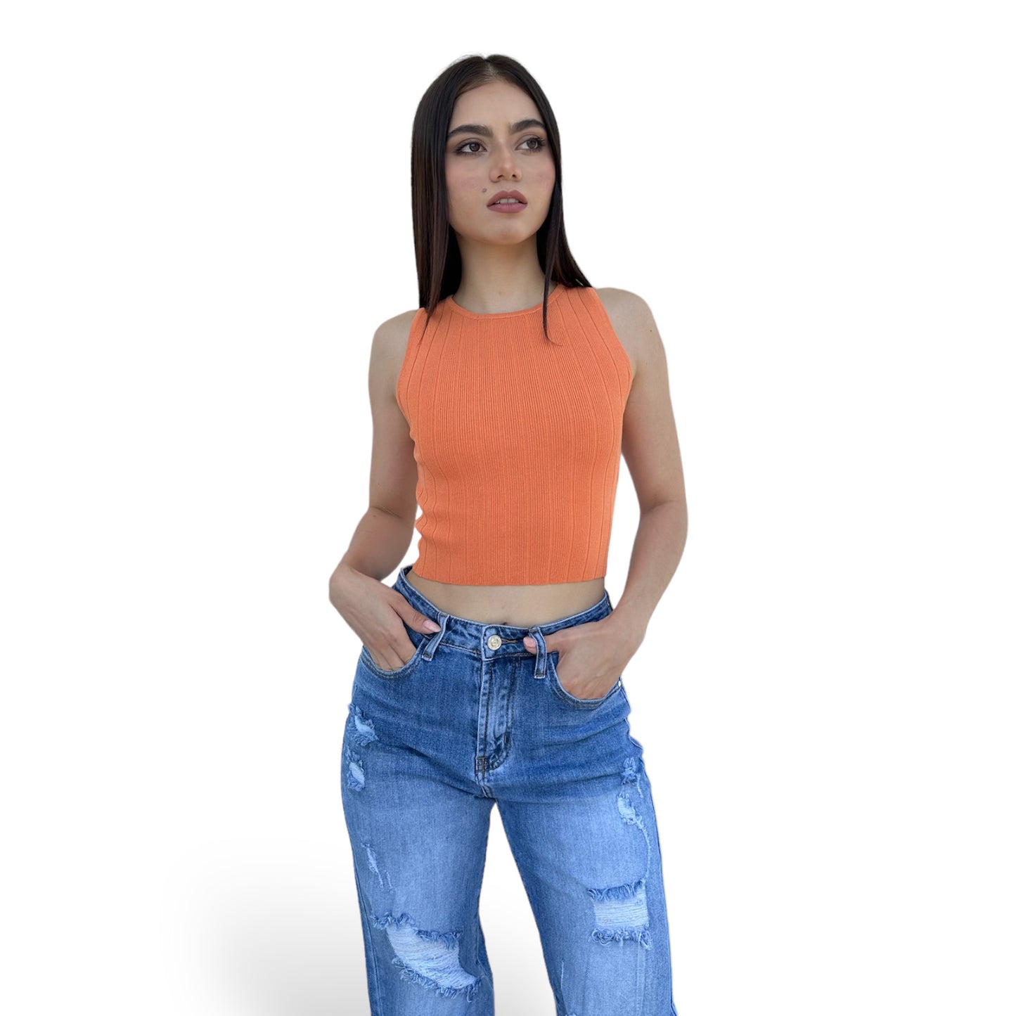 CROP ACANALADO NARANJA