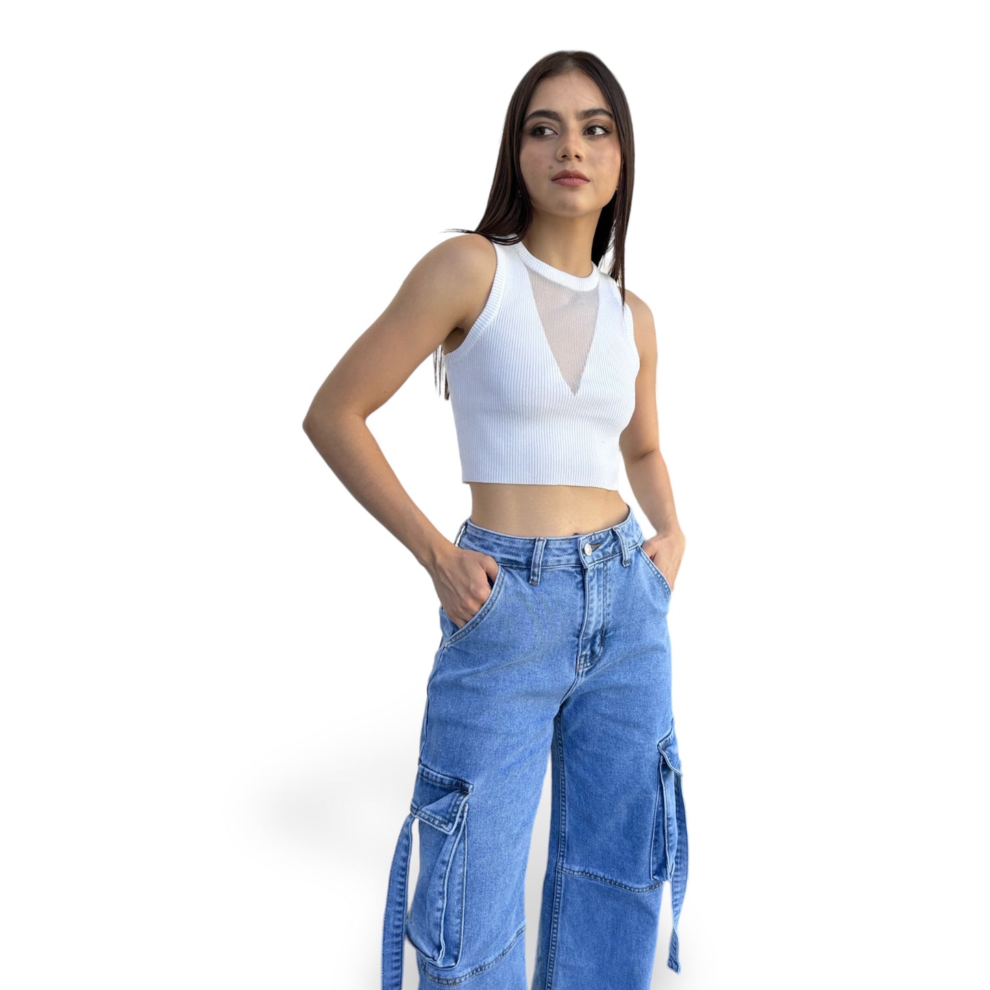 CROP BLANCO CON TRANSPARENCIA EN EL PECHO