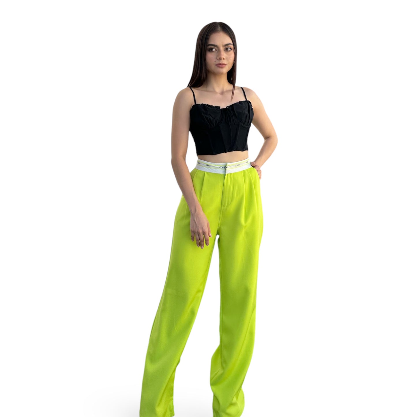 PANTALON LIME CON DETALLE EN CINTURA