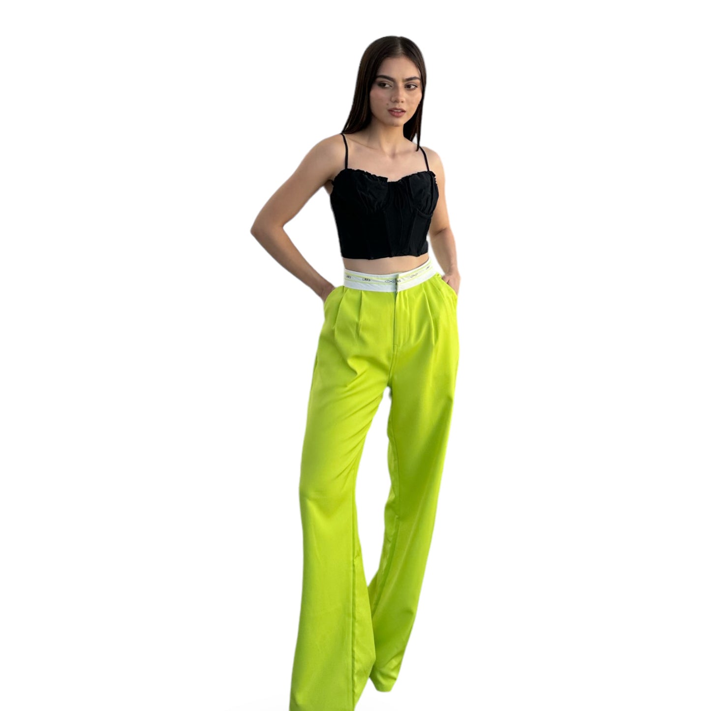 PANTALON LIME CON DETALLE EN CINTURA