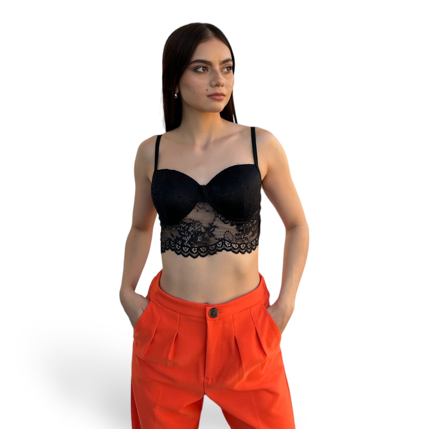 BRALETTE DE ENCAJE CON COPAS NEGRO